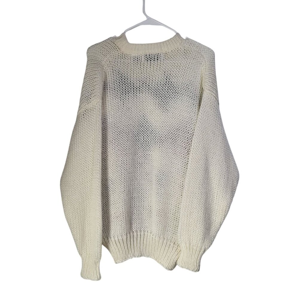 VTG Aztec Triangles Print Chunky Knit Sweater Men's Small Korea Old Money Ugly - Picture 3 of 8